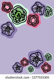 Vector background with abstract flowers on gray. Template for presentation, banner, flyer, invitation, form, notepaper