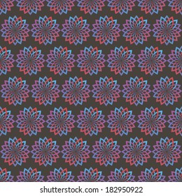 vector background, abstract flowers seamless pattern with violet elements, geometric design,floral vector illustration