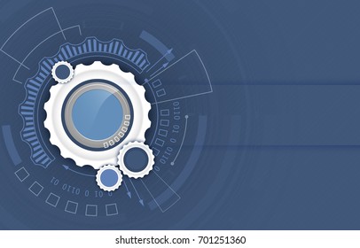 Vector background. Abstract futuristic hi-tech digital technology concept with gear wheel. Design with place for your content or creative editing.