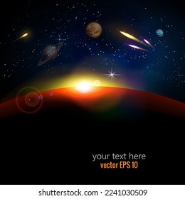 Vector background abstract futuristic space, galaxy, comet.