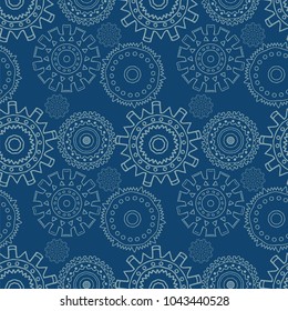 Vector background with abstract gears, seamless pattern