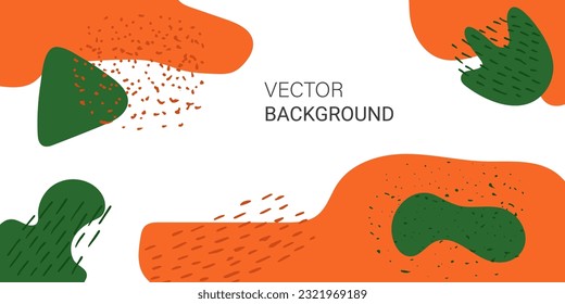 Vector background with abstract geometric color shapes and doodle hand drawn texture elements dots and lines.