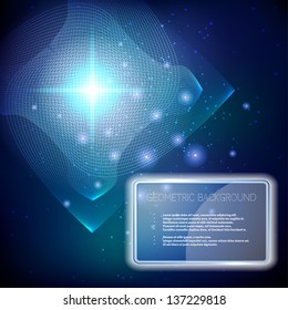 Vector background. Abstract glowing figure, stars, sparkles. Frame for your text