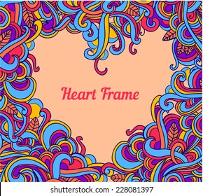 Vector background with abstract Heart frame curls. Modern pattern. Vector backdrop. Bright pattern.Use for wallpaper,pattern fills, web page background 