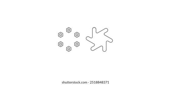 Vector background with abstract hexagon and star patterns, offering creative texture and flat icons for logo design, illustrations, and unique artistic design projects.
