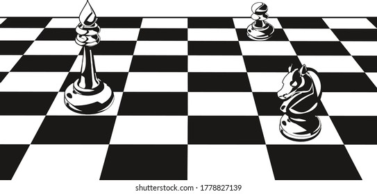 The vector background. Abstract illustration
with chess figures on the desk. Easy editable layered vector illustration.