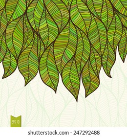 Vector background with abstract leaves. Card template with plenty of space for your text. The original design for you.
