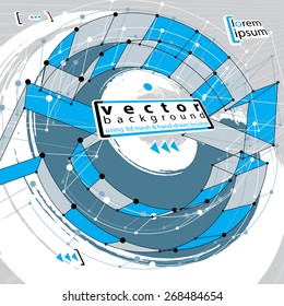 Vector background, abstract live style vector illustration, made using real ink hand-drawn grunge brushes and abstract 3d mesh object modeling, clear eps 8 vector.