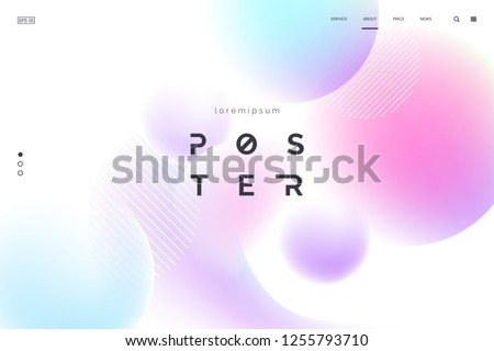 Vector background with abstract neon shapes in gradient pastel colors. Poster with blurred effect. Asymmetric composition. Applicable for landing page, invitation, advertisement. Eps 10