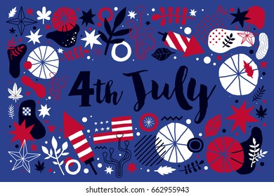 Vector background with abstract patriotic elements for 4 July Independence Day. Useful for banners, advertising and invitations.