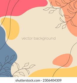 vector background with abstract plants and multicolor spots