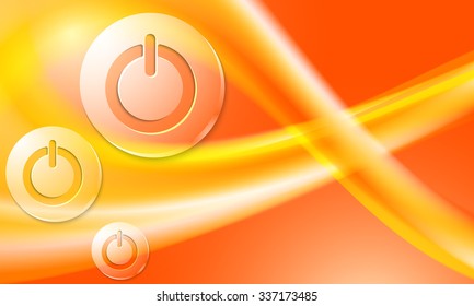 Vector background with abstract rainbow and transparent power button