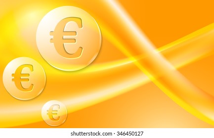 Vector background with abstract rainbow and transparent euro symbol