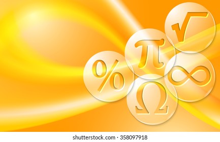 Vector background with abstract rainbow and transparent math symbols