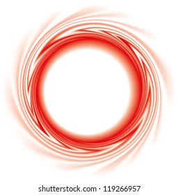 Vector background. Abstract round frame of helically twisted red stripes