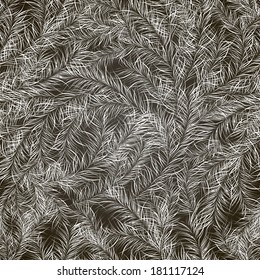 vector background, abstract seamless pattern with black backdrop and white branches 