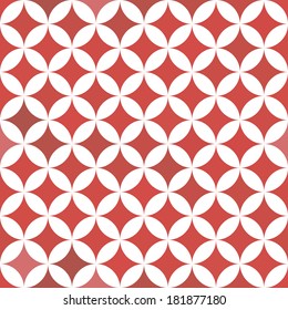 vector background, abstract seamless pattern with white backdrop with red elements, geometric design, vector illustration