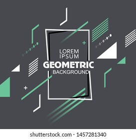 Vector background with abstract shape and white frame in origami style.