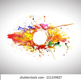 Vector background of abstract spray paint. Watercolor hand drawn, colorful header.  