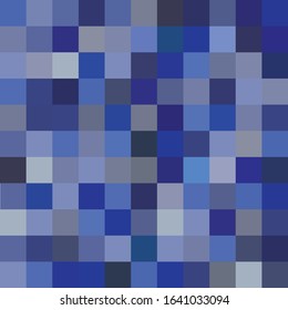 Vector background. Abstract squared pattern made in blue colors. Mosaic design. Ornamental decorative element.