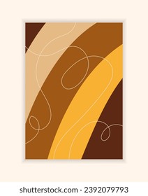 Vector background abstract stripes and lines. Poster in autumn colors. Hills and roads fantasy. Minimal natural style posters wall arts. Design card, stories, postcard, cover, invitations for autumn.