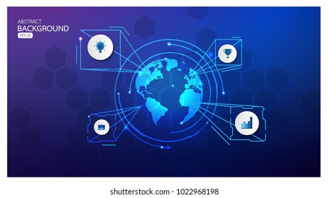Vector background abstract technology communication and business concept in blue design for for your web site design map logo, app, ui vector eps10, concept Illustration.