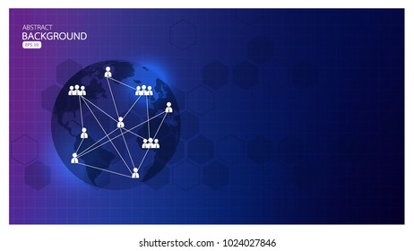 Vector background abstract technology communication and business concept in blue design for for your web site design map logo, app, ui vector eps10, concept Illustration.