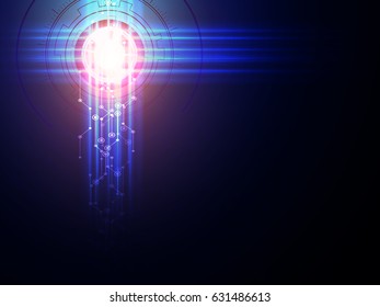 vector background abstract technology.Abstract futuristic eyeball.Light red and blue color 
 dark background