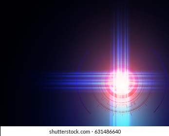 vector background abstract technology.Abstract futuristic eyeball.Light red and blue color 
 dark background