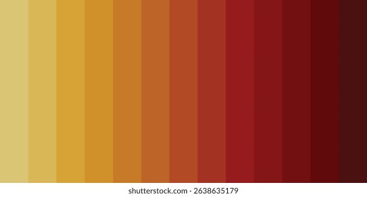 Vector background with abstract vertical stripes in a warm autumn color palette. Smooth gradient transition from yellow and orange to rich terracotta and red. Editable graphic element for design.