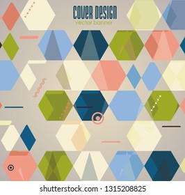 Vector background with abstract vintage polygonal hexagon geometric pattern.