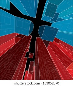 Vector background of an abstract virtual space.