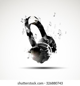 Vector background abstract watercolor headphone
