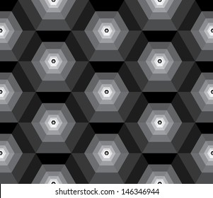 Vector background of abstract white & black pyramids.