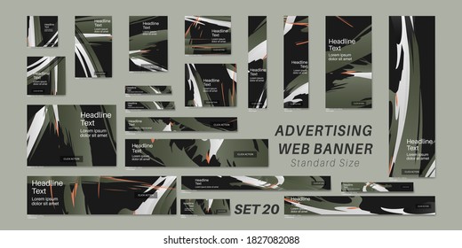 Vector background advertising banner with standard size. liquid splash design on black background
