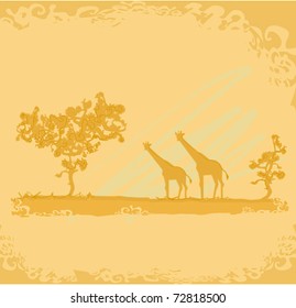 Vector background with African fauna and flora