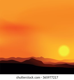 Vector background of the African landscape sunset