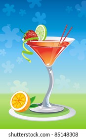 Vector background with alcohol cocktail. Abstract Elegance food illustration.