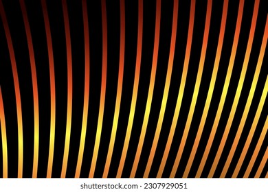 Vector background with alternating golden stripes in neon glowing colors on a black background