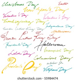 vector background with American celebrations in handwriting