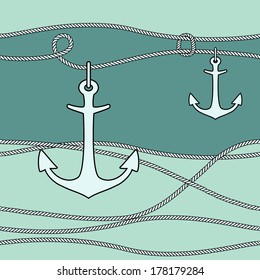 Vector background with anchors and ropes