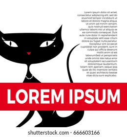 Vector background with animal. beautiful cat, copy space for brochure