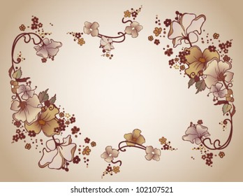 Vector Background with antique and baroque flowers. Vintage frame for retro design.