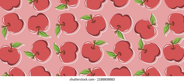 Vector Background Apple Fruits. Can Be Used For All Needs Of 2D Background