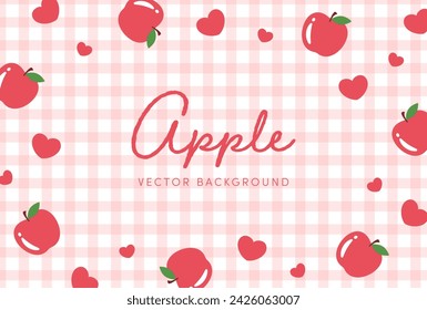 vector background with apples and hearts for banners, cards, flyers, social media wallpapers, etc.