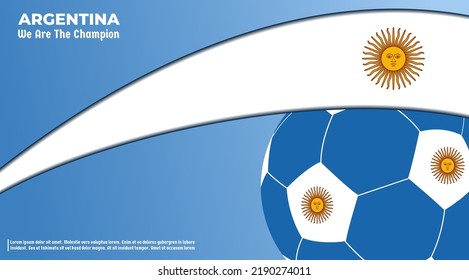 vector background argentina flag with ball soccer , vector illustration and text, perfect color combination