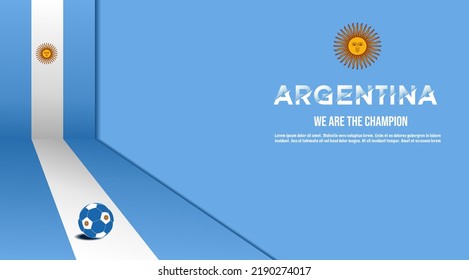 vector background argentina flag with ball soccer , vector illustration and text, perfect color combination