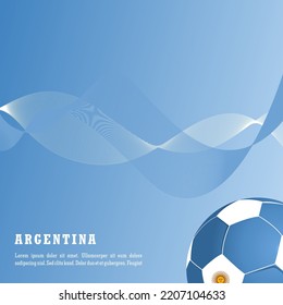 fondo vectorial bandera argentina con bola, ilustración vectorial y texto, combinación perfecta de color