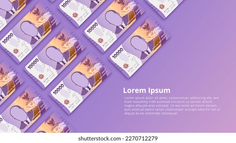 disposición de fondo vectorial de los billetes en rupias. Moneda indonesia. para el cambio. Adecuado para medios publicitarios, materiales promocionales. conceptos de finanzas, beneficios y pérdidas, banca