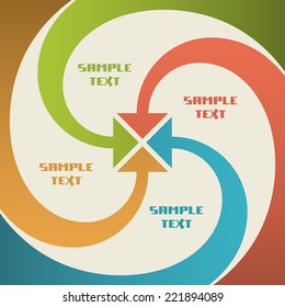 Vector background with arrows. Infographic step option. Abstract illustration for web, print template with text box. Simple concept of movement, communication, connect